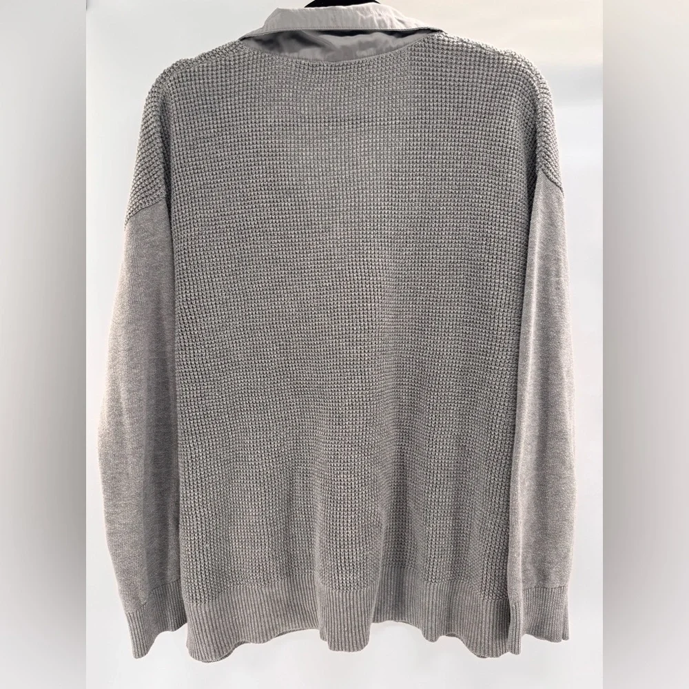 Ralph Lauren LRL Women’s Sz L Gray Sweater Pickets Drawstring 1/4 zip - Picture 6 of 7